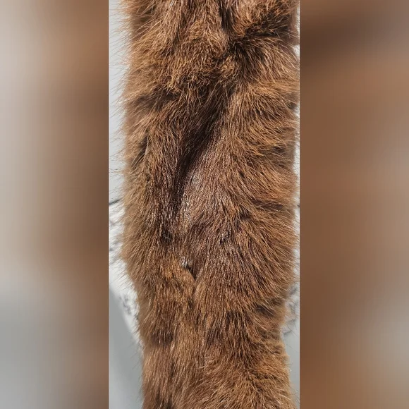 Vintage Mink Fur Whole Body Pelt Stole Collar Wrap Neck Shrug Clip Brown 30" - Picture 13 of 16